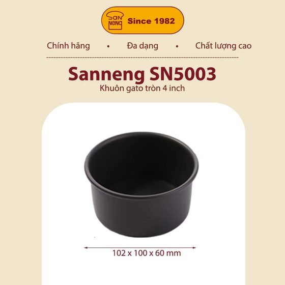Sanneng SN5003 - Khuôn bánh đen tròn 4 inch (H/A)