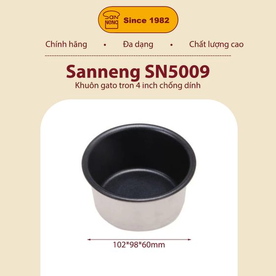 Sanneng SN5009 - Khuôn gato đen tròn 4 inch