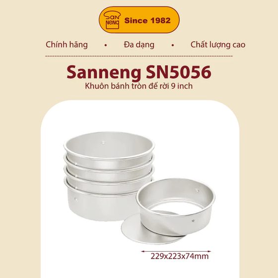 Sanneng SN5056 - Khuôn bánh trắng tròn đế rời 9 inch